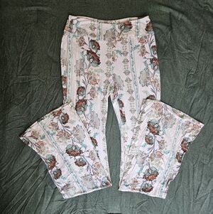 Charlotte Russe Pink Floral Boot Cut Pants